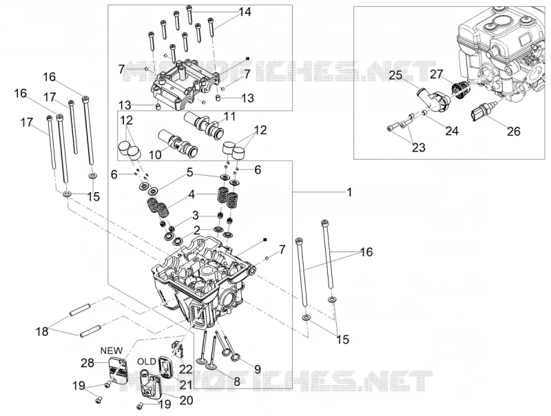 CYLINDER HEAD - VALVES Aprilia APRILIA-MOTORCYCLES 125 RS 2023  RS 125 4T Euro 5 ABS