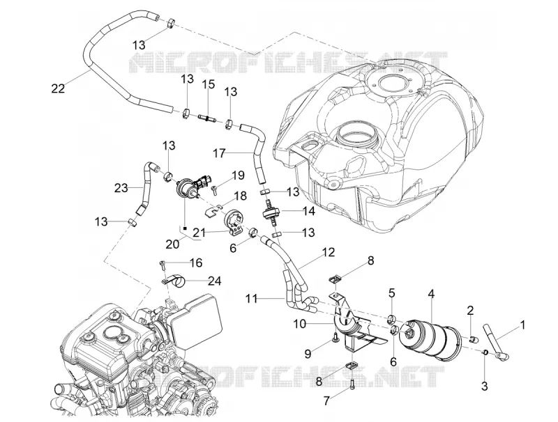 FUEL EVAP SYSTEM Aprilia APRILIA-MOTORCYCLES 125 RS 2022  RS 125 4T Euro 5 ABS