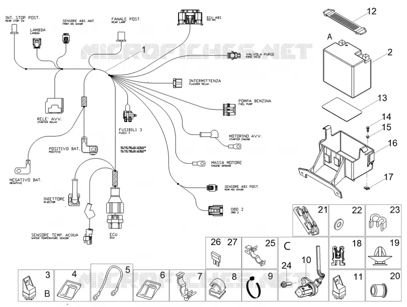 REAR ELECTRICAL SYSTEM Aprilia APRILIA-MOTORCYCLES 125 RS 2023  RS 125 4T Euro 5 ABS