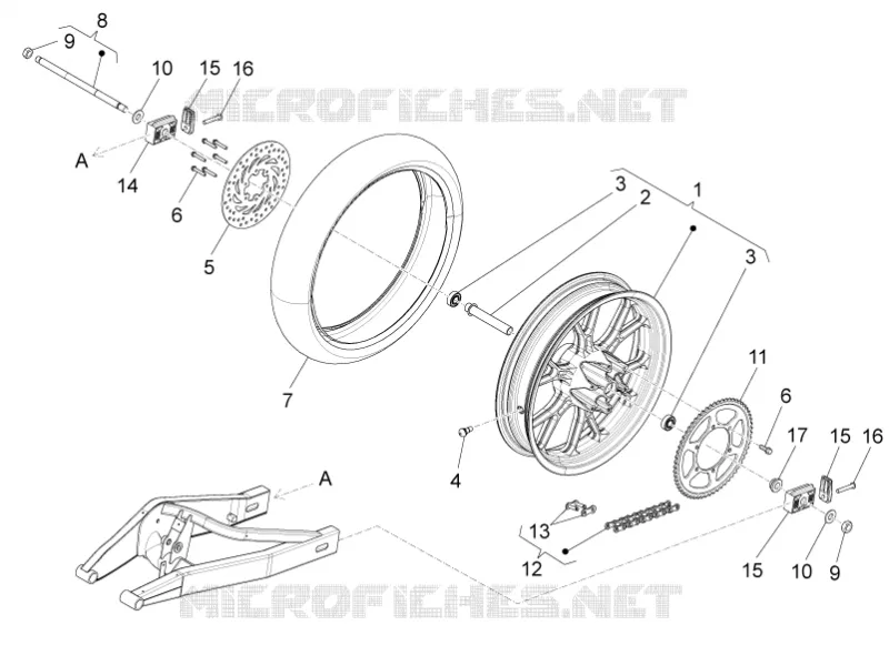 REAR WHEEL Aprilia APRILIA-MOTORCYCLES 50 RS4 2014  RS4 50 2T