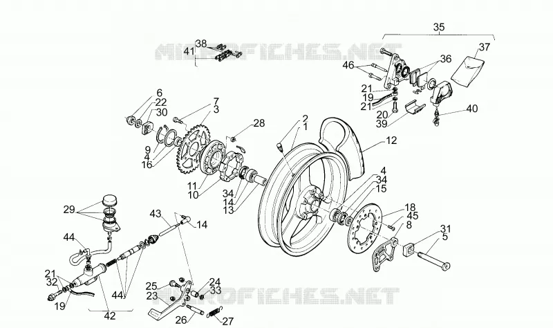 Rear wheel Aprilia APRILIA-MOTORCYCLES 125 RS 1995  RS 125