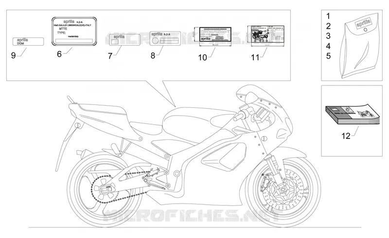 Plate set and decal Aprilia APRILIA-MOTORCYCLES 125 RS 1996  RS 125 (engine 122cc)