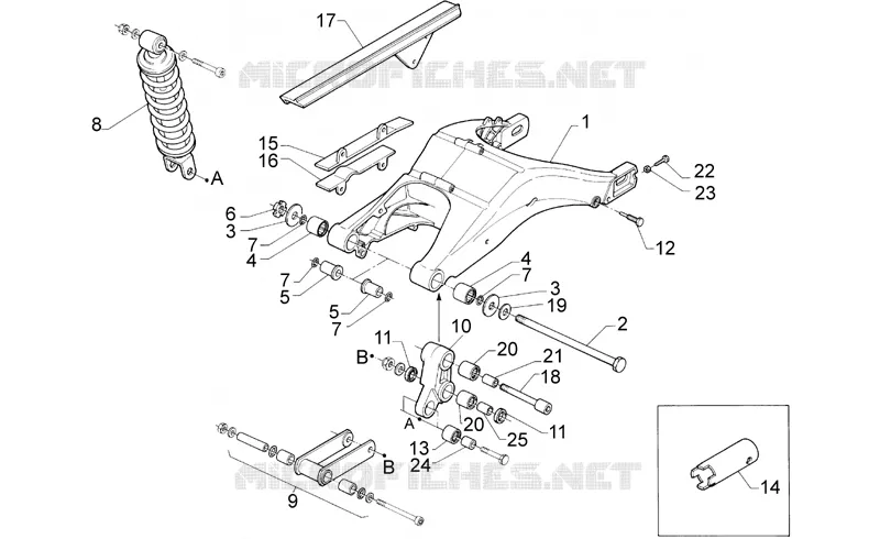 Rear shock absorber Aprilia APRILIA-MOTORCYCLES 125 RS 1996  RS 125 (engine 122cc)