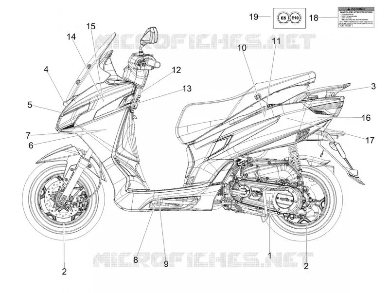 STICKERS Aprilia APRILIA-SCOOTER 50 SXR 2021  SXR 50 4T 3V HE New Comfort Euro 5