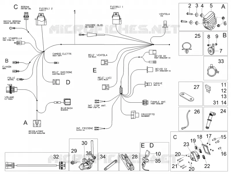 FRONT ELECTRICAL SYSTEM Aprilia APRILIA-MOTORCYCLES 125 TUONO 2023  Tuono 125 4T Euro 5 ABS