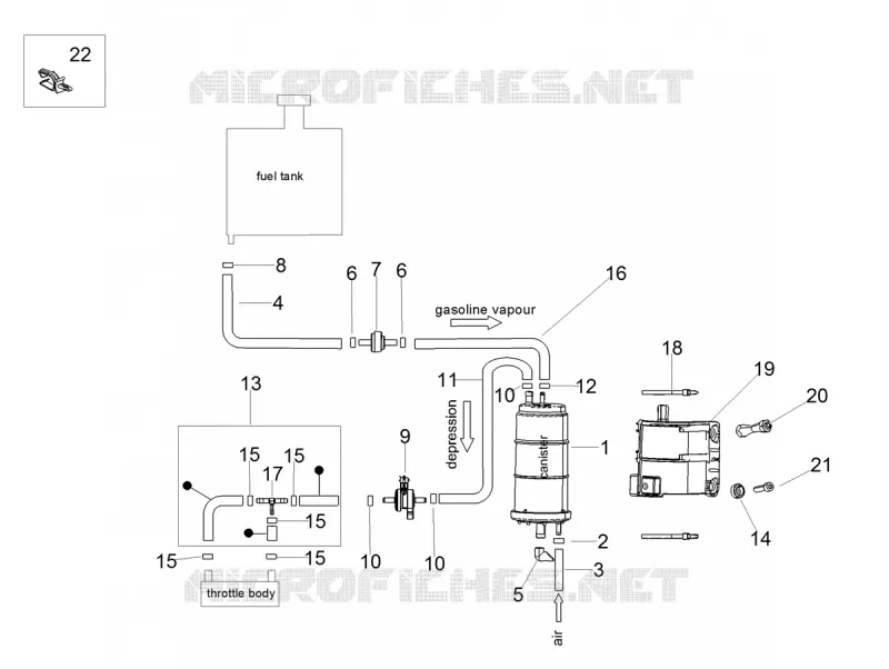 FUEL EVAP SYSTEM Aprilia APRILIA-MOTORCYCLES 1100 TUONO 2022  Tuono V4 Factory 1100 Euro 5 Superpole ABS