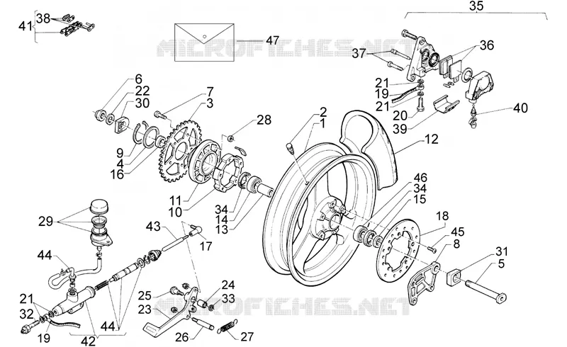 Rear wheel Aprilia APRILIA-MOTORCYCLES 125 RS 1997  RS 125 (engine 123cc)