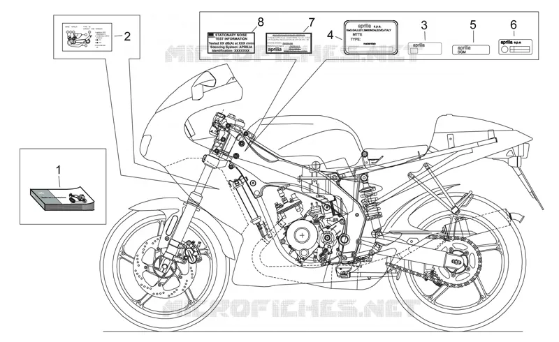 Plate set and handbook Aprilia APRILIA-MOTORCYCLES 125 RS 1999  RS 125