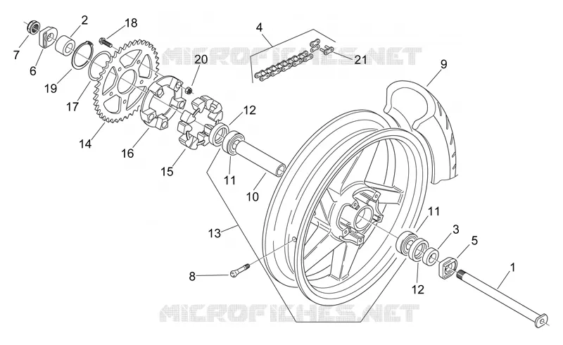 Rear wheel Aprilia APRILIA-MOTORCYCLES 125 RS 2004  RS 125