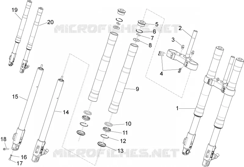 Front fork Ming Xing Aprilia APRILIA-MOTORCYCLES 125 RS4 2015  RS4 125 4T