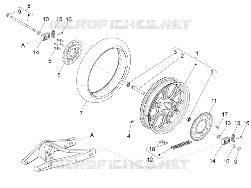 Rear wheel Aprilia APRILIA-MOTORCYCLES 125 RS4 2016  RS4 125 4T
