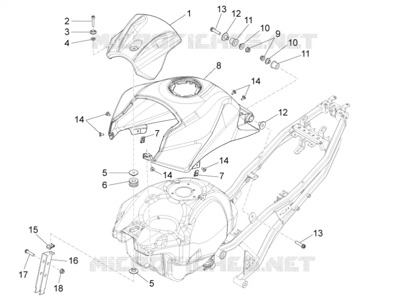 Tank cover Aprilia APRILIA-MOTORCYCLES 125 RS4 2015  RS4 125 4T
