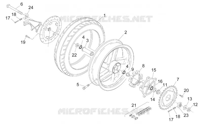 Rear wheel Aprilia APRILIA-MOTORCYCLES 250 RS 1997  RS 250