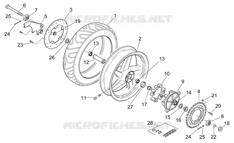 Rear wheel Aprilia APRILIA-MOTORCYCLES 250 RS 2001  RS 250