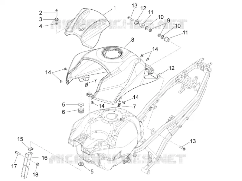 Tank cover Aprilia APRILIA-MOTORCYCLES 50 RS4 2011  RS4 50 2T