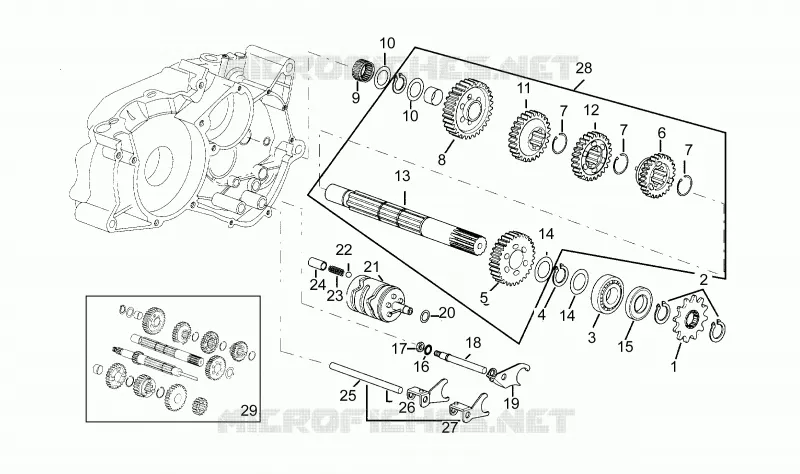 Driven shaft 5 speed gearbox Aprilia APRILIA-MOTORCYCLES 50 RS 1995  RS 50