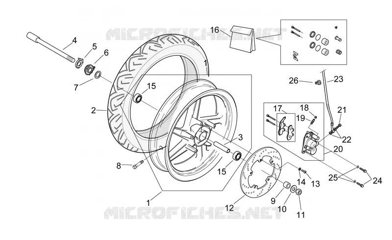 Front wheel Aprilia APRILIA-MOTORCYCLES 50 RS 1999  RS 50
