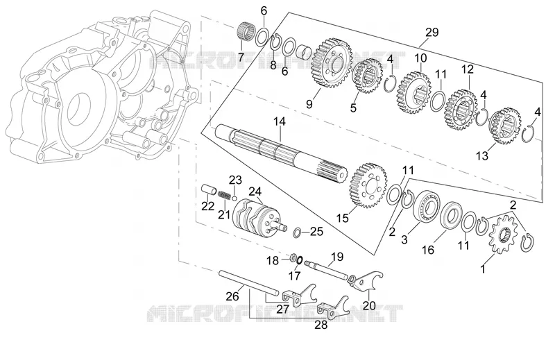 Gearbox driven shaft Aprilia APRILIA-MOTORCYCLES 50 RS 2005  RS 50