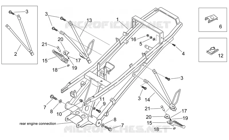 Rear footrests Aprilia APRILIA-MOTORCYCLES 50 RS 2003  RS 50