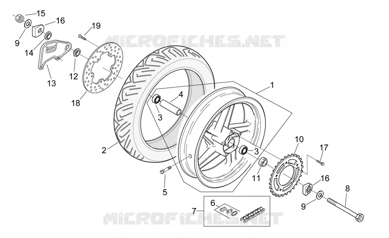 Rear wheel Aprilia APRILIA-MOTORCYCLES 50 RS 1999  RS 50