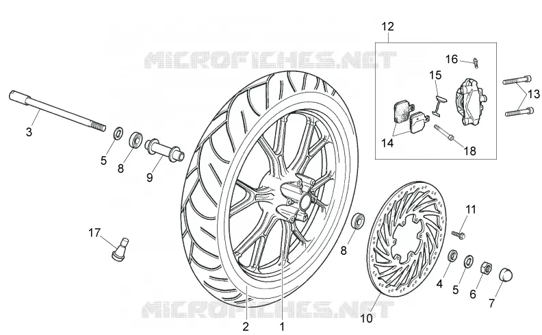 Front wheel Aprilia APRILIA-MOTORCYCLES 50 RS 2010  RS 50