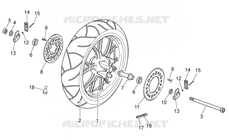 Rear wheel Aprilia APRILIA-MOTORCYCLES 50 RS 2008  RS 50