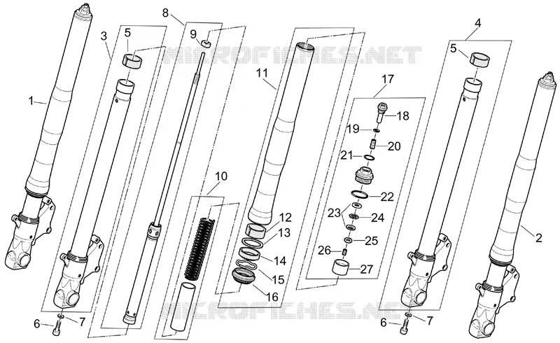 Marzocchi front fork - Hubs, sleeves Aprilia APRILIA-MOTORCYCLES 1000 RST-FUTURA 2002  RST 1000 Futura