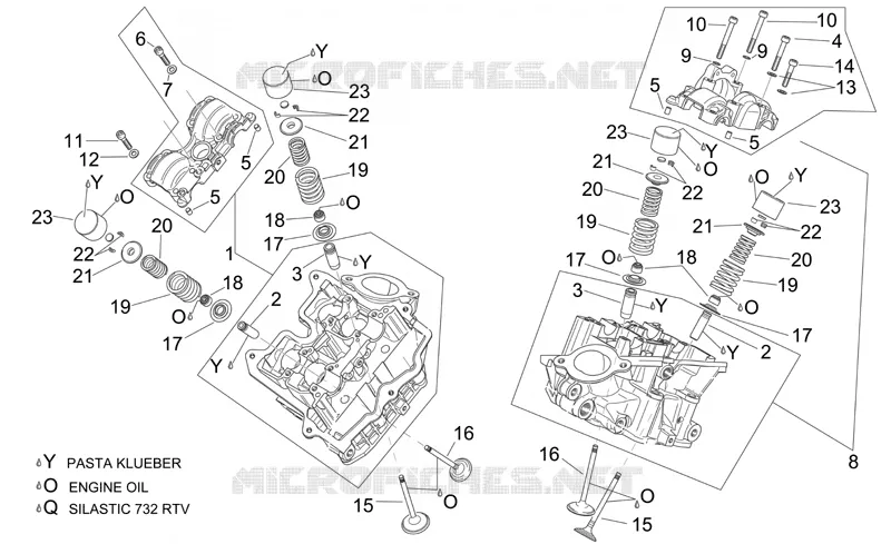 Cylinder head and valves Aprilia APRILIA-MOTORCYCLES 1000 RSV 2008  RSV 1000