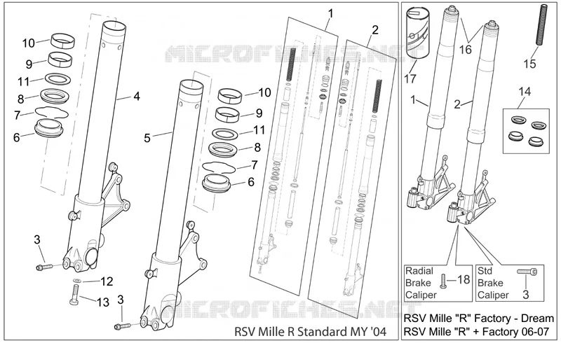 Fron fork II Aprilia APRILIA-MOTORCYCLES 1000 RSV 2008  RSV 1000