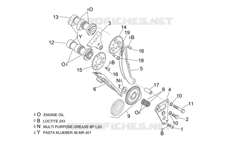 Front cylinder timing system Aprilia APRILIA-MOTORCYCLES 1000 RSV 2008  RSV 1000