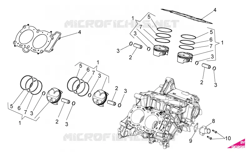 Cylinder - Piston Aprilia APRILIA-MOTORCYCLES 1000 RSV 2009  RSV4 1000 SBK - FACTORY