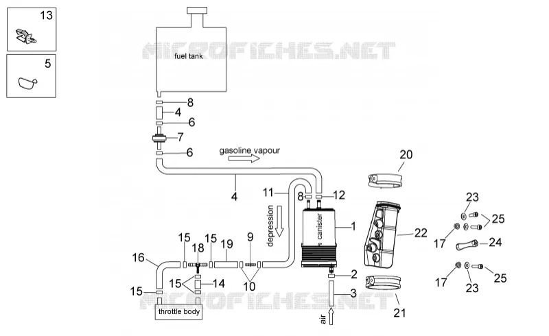 Fuel vapour recover system Aprilia APRILIA-MOTORCYCLES 1000 RSV 2009  RSV4 1000 SBK - FACTORY