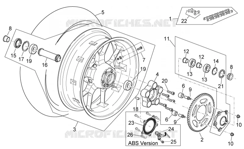 Rear wheel Aprilia APRILIA-MOTORCYCLES 750 SHIVER 2007  Shiver
