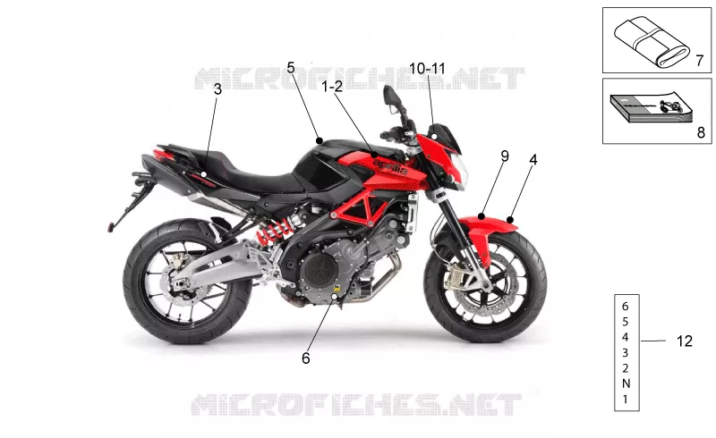 Plate set-decal-op.handbooks Aprilia APRILIA-MOTORCYCLES 750 SHIVER 2012  Shiver