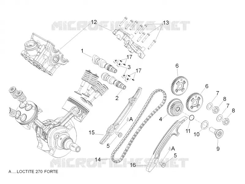 Rear cylinder timing system Aprilia APRILIA-MOTORCYCLES 750 SHIVER 2009  Shiver GT