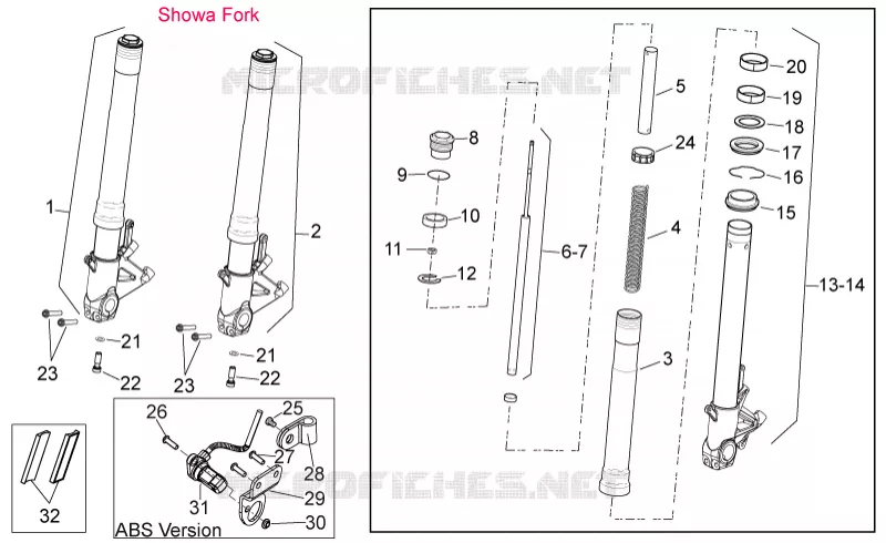 Front fork  Aprilia APRILIA-MOTORCYCLES 750 SHIVER 2015  Shiver