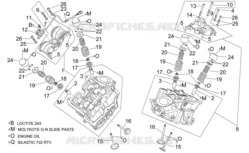Cylinder head and valves Aprilia APRILIA-MOTORCYCLES 1000 SL-FALCO 2002  SL Falco