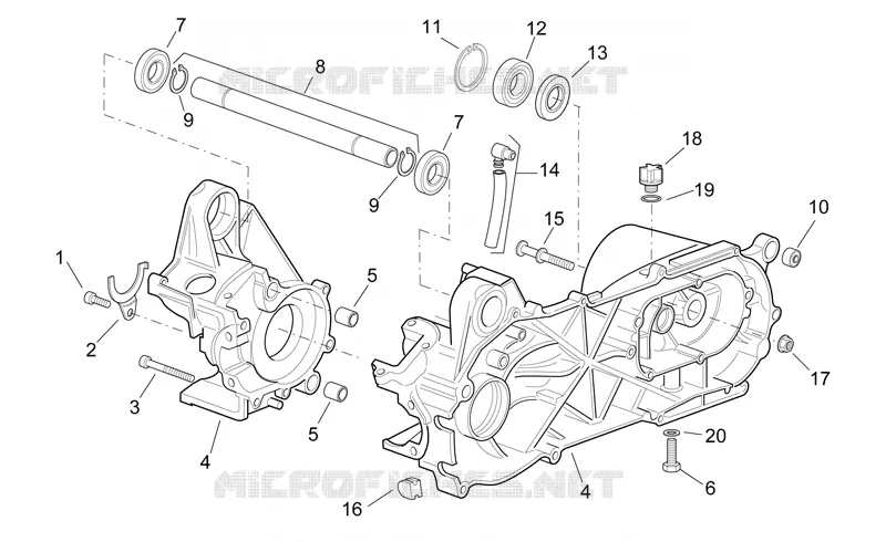 Central crank-case set Aprilia APRILIA-SCOOTER 50 SONIC 2000  Sonic H2O