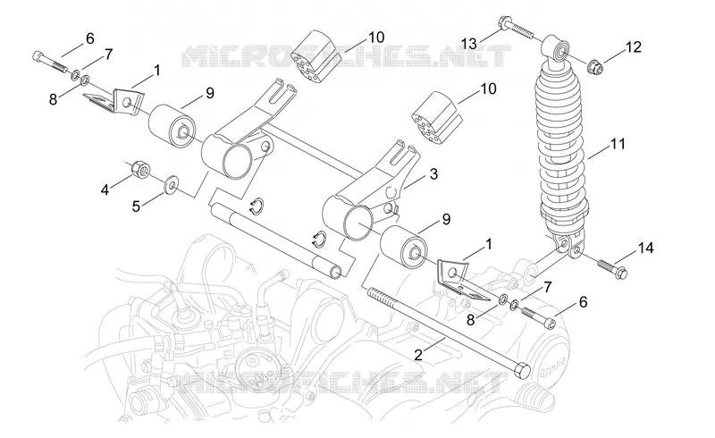 Connecting rod and shock absorber Aprilia APRILIA-SCOOTER 50 SONIC 2005  Sonic H2O