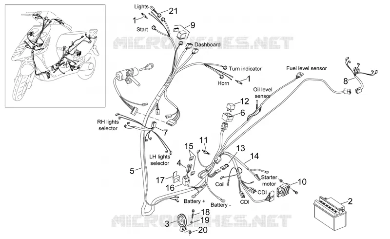 Electrical system Aprilia APRILIA-SCOOTER 50 SONIC 2007  Sonic H2O