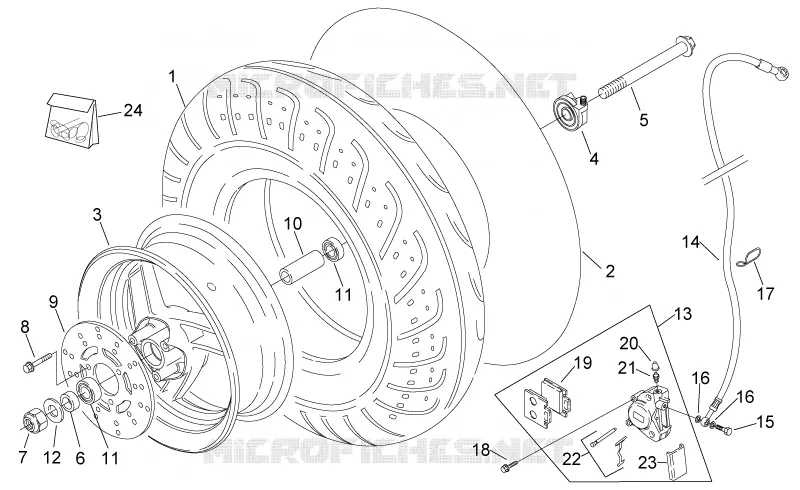 Front wheel Aprilia APRILIA-SCOOTER 50 SONIC 2007  Sonic H2O