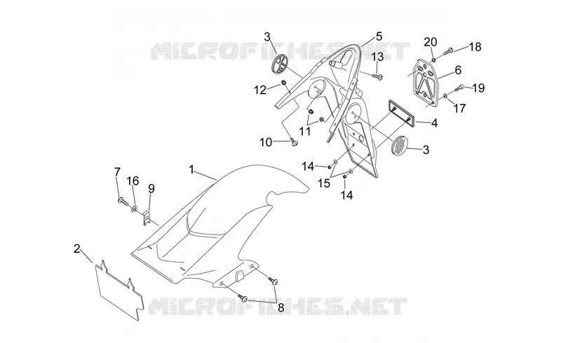 Rear body - Mudguard Aprilia APRILIA-SCOOTER 50 SONIC 2006  Sonic H2O