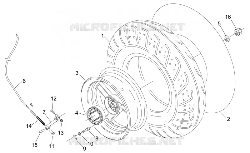 Rear wheel Aprilia APRILIA-SCOOTER 50 SONIC 2003  Sonic H2O