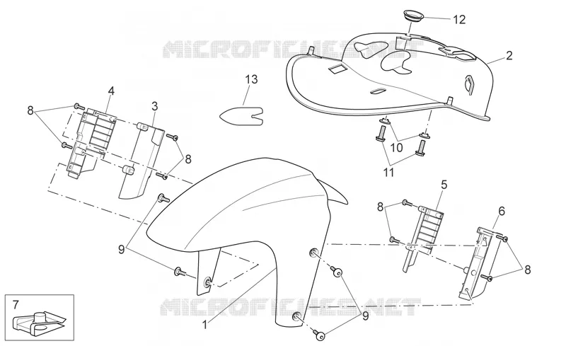 Front body - Front mudguard Aprilia APRILIA-SCOOTER 125 SPORT-CITY 2008  Sport City E3