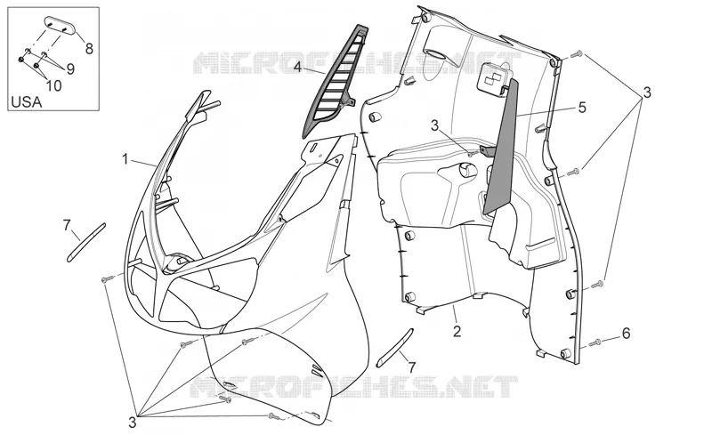 Front body - Internal shield Aprilia APRILIA-SCOOTER 200 SPORT-CITY 2008  Sport City E3