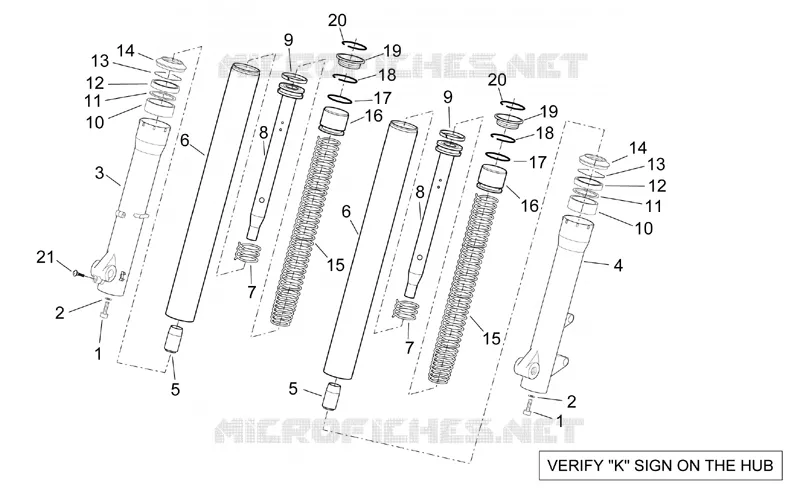 Kaifa front fork - Hubs, sleeves Aprilia APRILIA-SCOOTER 125 SPORT-CITY 2004  Sport City E2