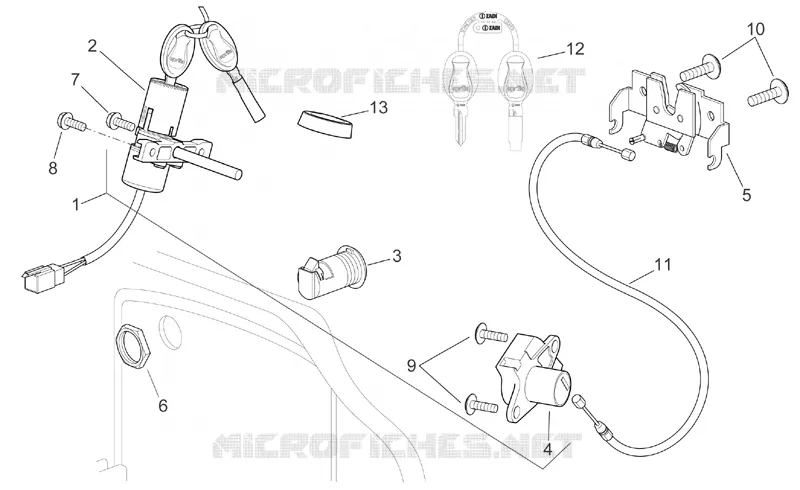Lock hardware kit Aprilia APRILIA-SCOOTER 200 SPORT-CITY 2004  Sport City E2
