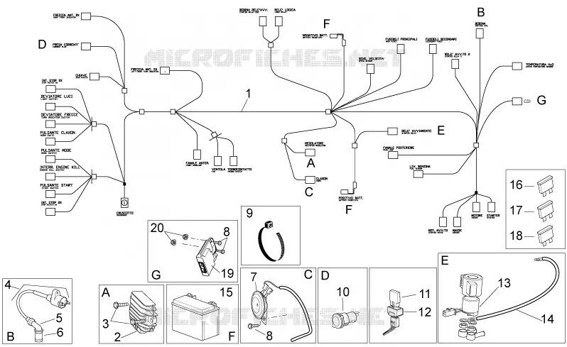 Electrical system Aprilia APRILIA-SCOOTER 125 SPORT-CITY 2008  Sport City Cube carb E3