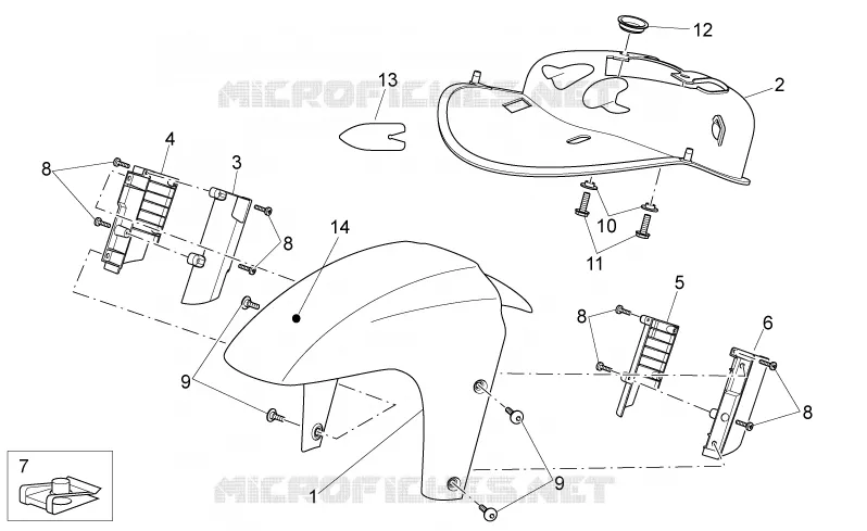 Front body - Front mudguard Aprilia APRILIA-SCOOTER 200 SPORT-CITY 2008  Sport City Cube carb E3