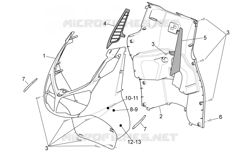Front body - Internal shield Aprilia APRILIA-SCOOTER 200 SPORT-CITY 2008  Sport City Cube carb E3
